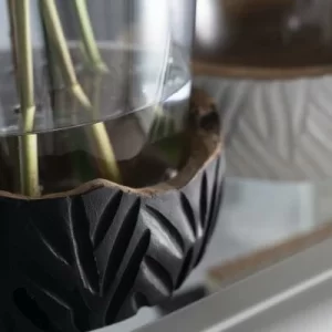 Aktion 🛒 Coupon 👍 Leonardo Vase Mit Holzsockel CASOLARE 33 Cm Schwarz 🤩 🌟 25