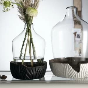 Aktion 🛒 Coupon 👍 Leonardo Vase Mit Holzsockel CASOLARE 33 Cm Schwarz 🤩 🌟 21