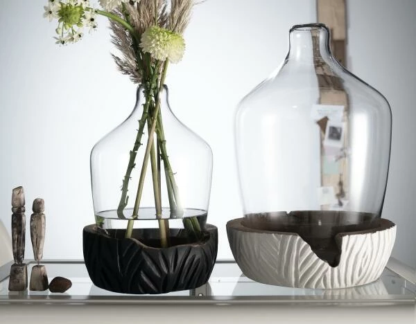 Aktion 🛒 Coupon 👍 Leonardo Vase Mit Holzsockel CASOLARE 33 Cm Schwarz 🤩 🌟 7