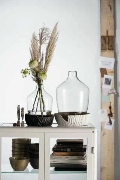 Aktion 🛒 Coupon 👍 Leonardo Vase Mit Holzsockel CASOLARE 33 Cm Schwarz 🤩 🌟 10