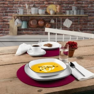 Neu 👍 Schlussverkauf 🧨 Seltmann Weiden Lido Black Line Tafelservice 12-teilig Eckig 😍 🔥 9